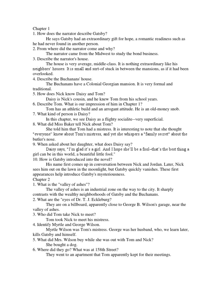 The Great Gatsby Book Summary Chapter 5
