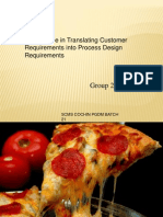 PIZZA USA An Exercise in Translating Customer Requirements Into Process Design Requirements