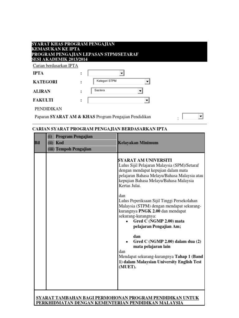 Syarat Khas Program Pengajia1 Umk Pdf