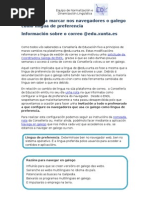 Invitación a marcar nos navegadores o galego como lingua de preferencia