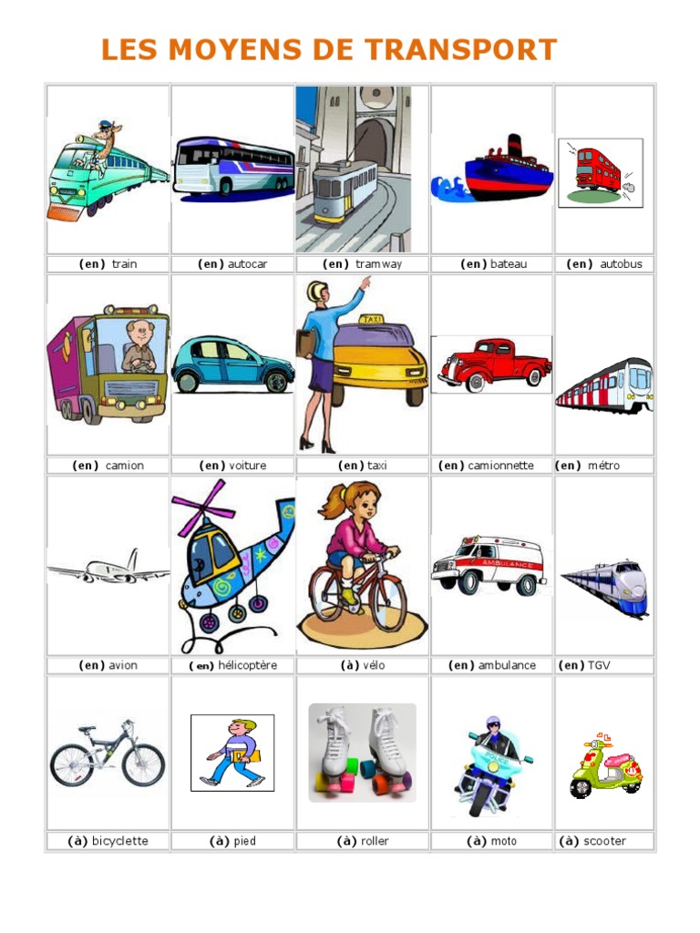 Les Moyens de Transport  Mode de transport  Véhicules à roues