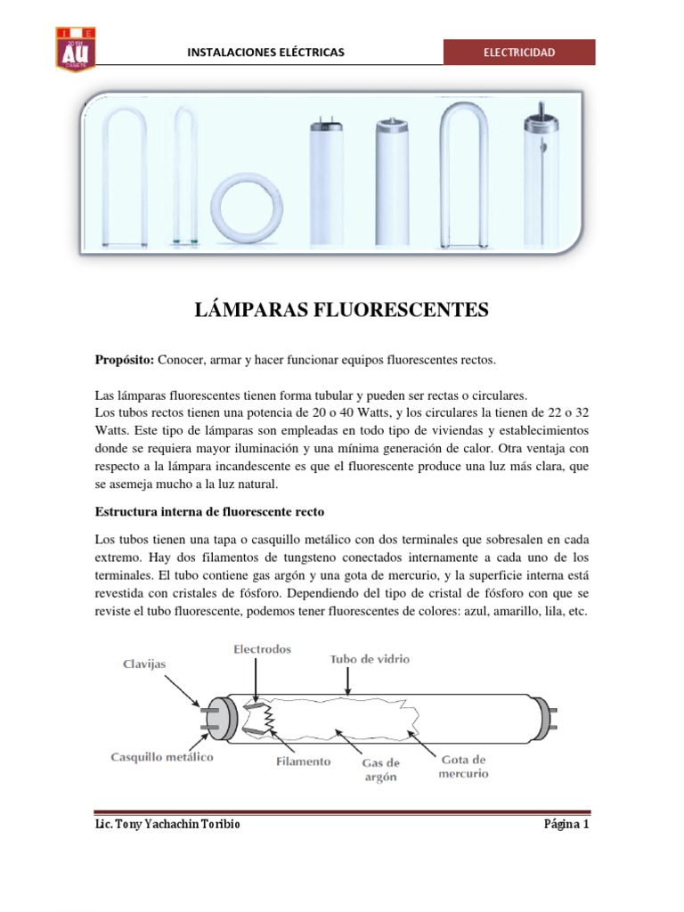 LÁMPARAS FLUORESCENTES PDF Lámpara fluorescente