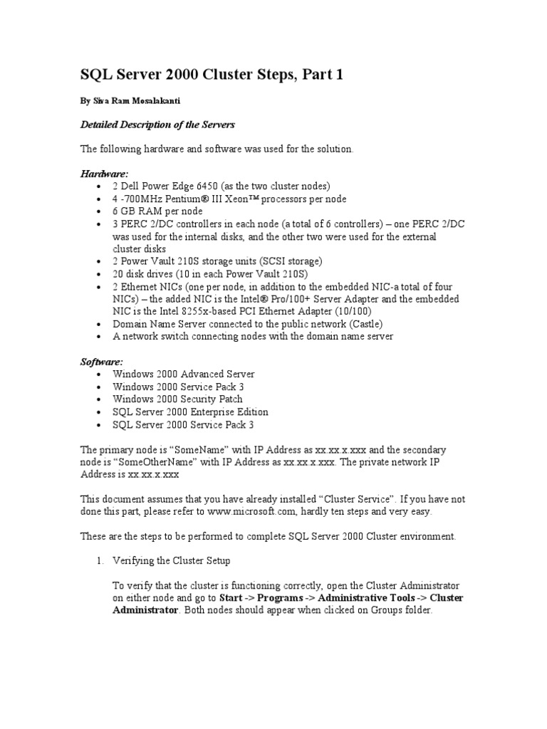 Cluster Server Help Docs | PDF | Computer Cluster | Microsoft Sql Server