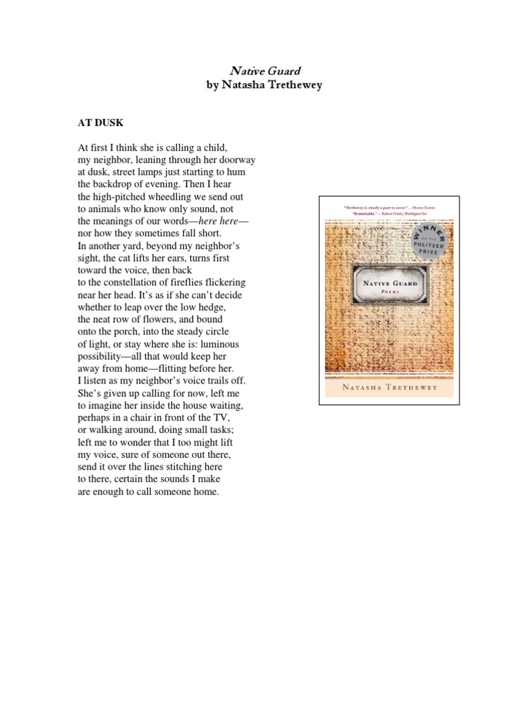 At Dusk A Poem From Native Guard By Natasha Trethewey