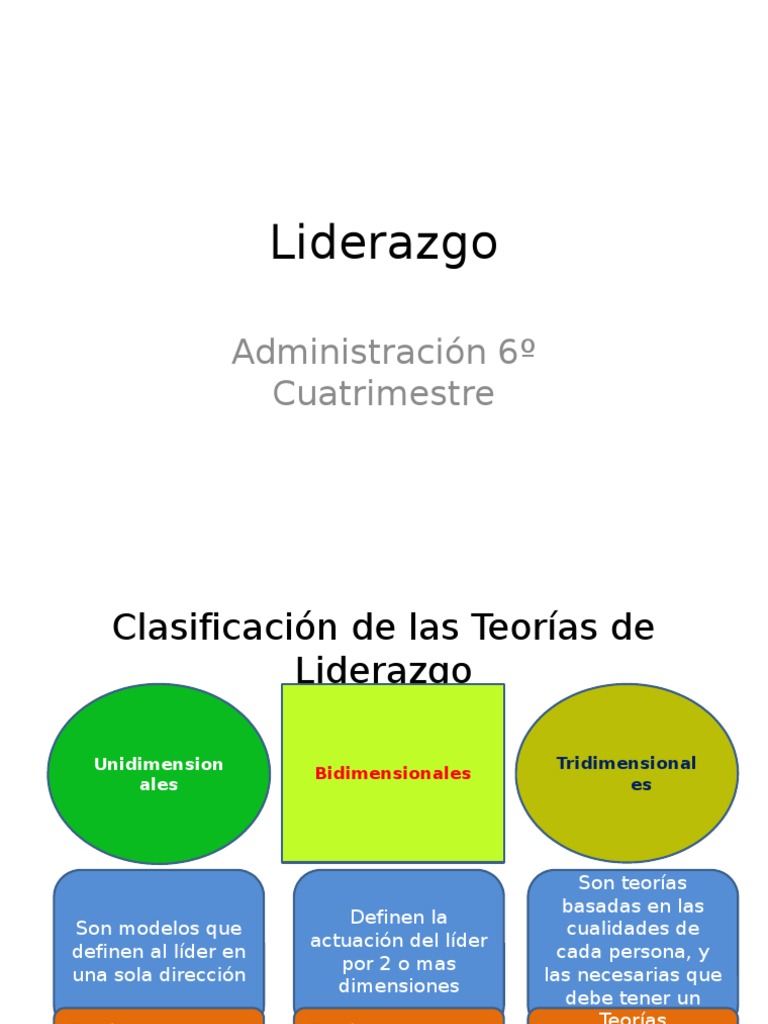 Clasificación de la Teorías del Liderazgo Liderazgo