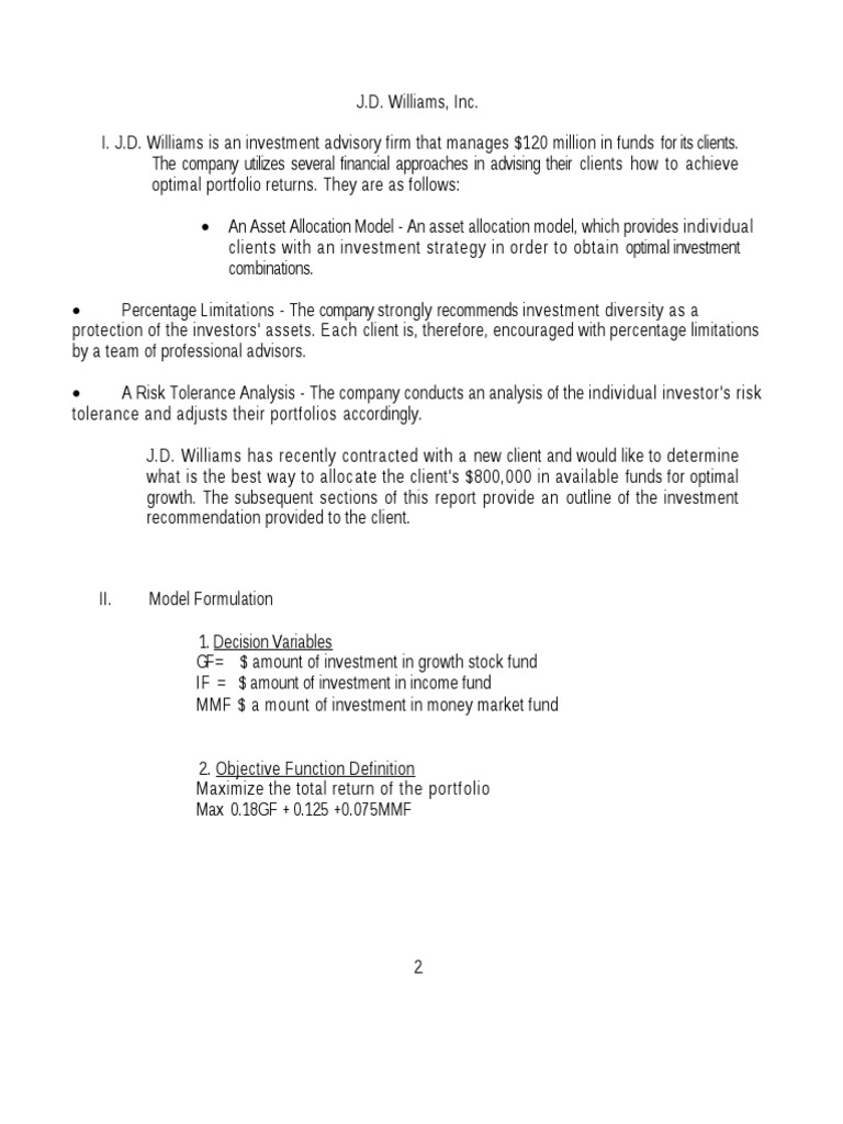Chapter3 Investment Strategy JD Williams PDF Asset Allocation