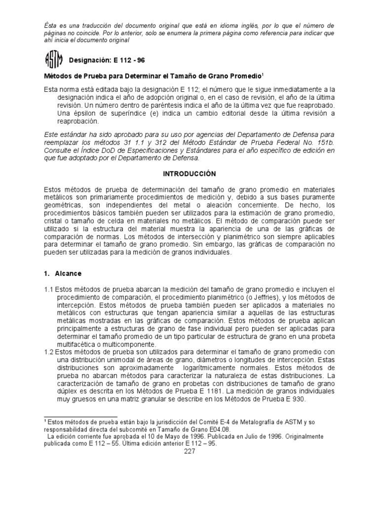 Norma Astm E112 SP | PDF | Medición | Aleatoriedad