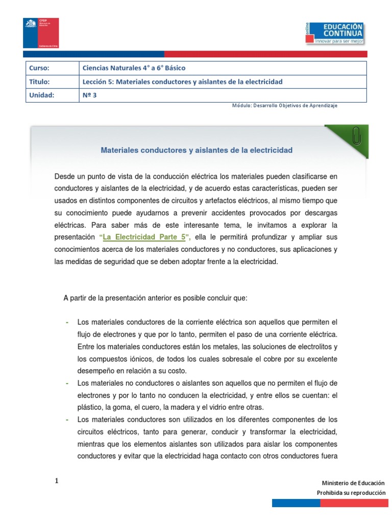Materiales Conductores y Aislantes Eléctricos | PDF | Aislador ...