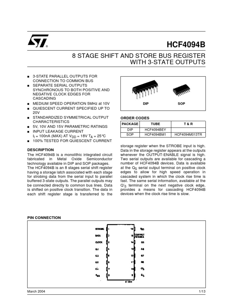 hcf4094-datasheet | Electronic Design | Electrical Circuits