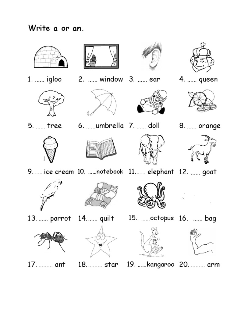 Islcollective Worksheets Beginner Prea1 Elementary School Reading Articles Worksheet A An cdb2a Pdf