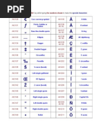 ALT Codes Reference Sheet | PDF | Writing | Collation