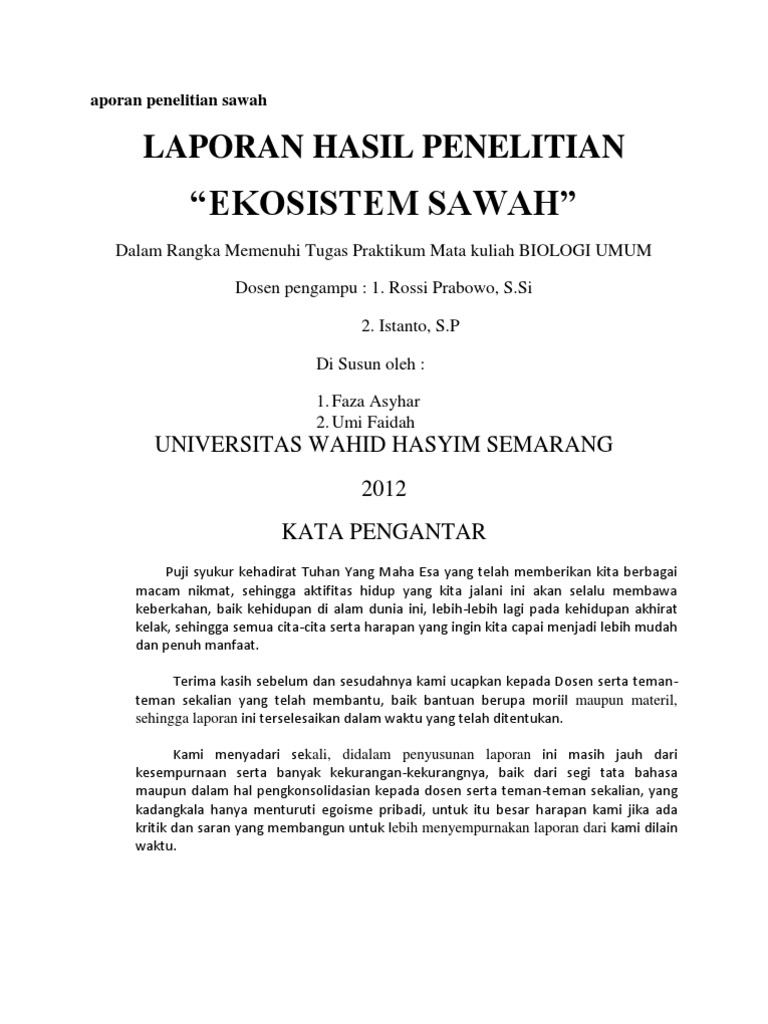 Aporan Penelitian Sawah