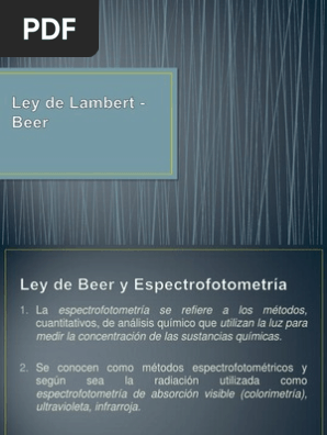 Ley De Lambert Beer Espectrofotometria Ciencias Fisicas