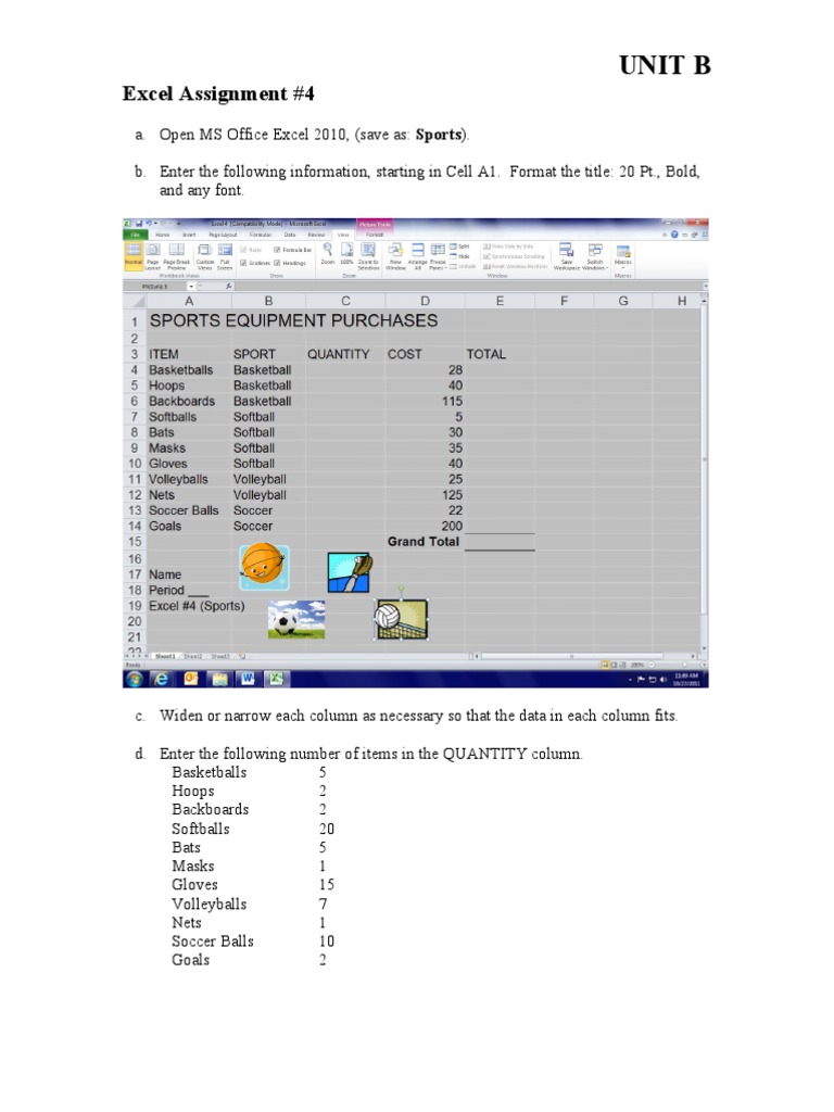 Excel Sports Inventory Assignment | PDF | Sports & Recreation ...