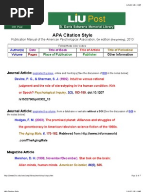 Apa Citation Style Digital Object Identifier Citation