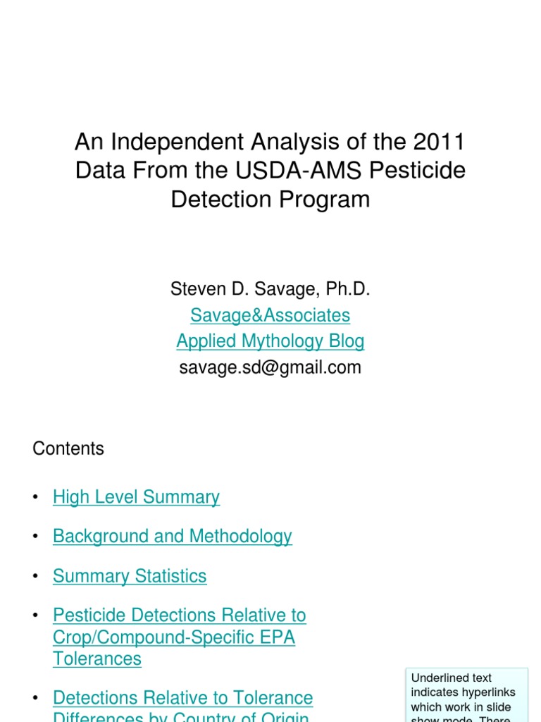 2011 USDA Pesticide Data Analysis | PDF | Organic Foods | Environmental ...