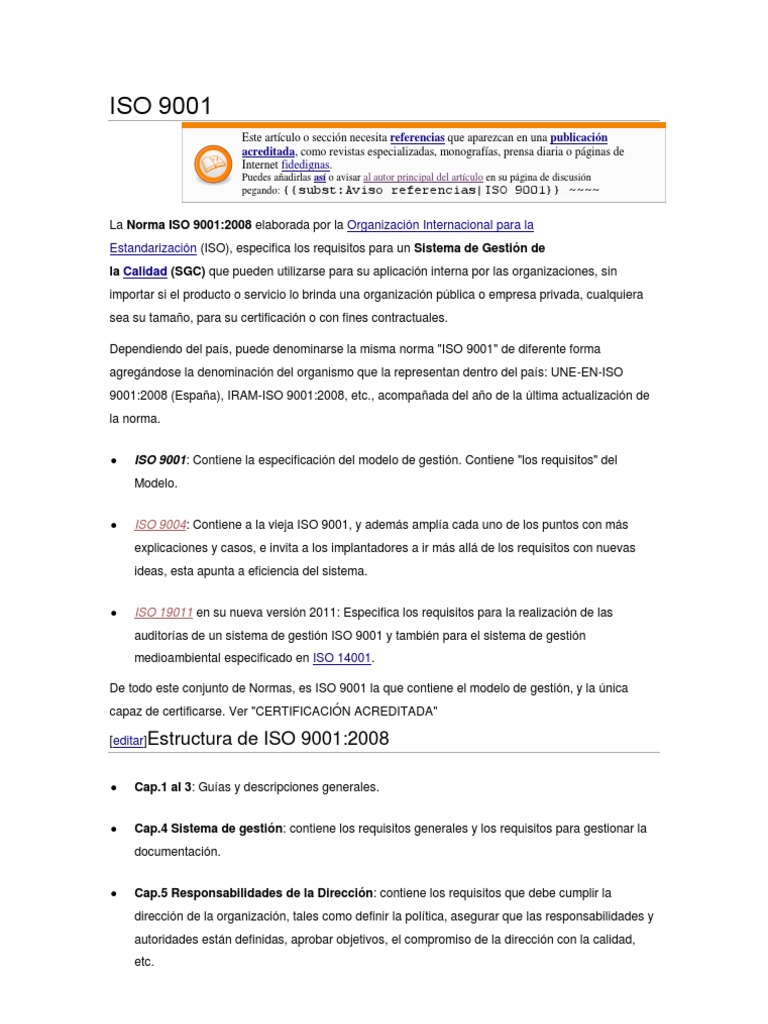 Requisitos de la Norma ISO 9001:2008 | PDF | Calidad (comercial ...