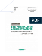 Guide Pratique Des Formalités Administratives À L'intention Des Entrepreneurs Au Cameroun PDF