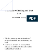 Criticisms of Testing and Test Bias