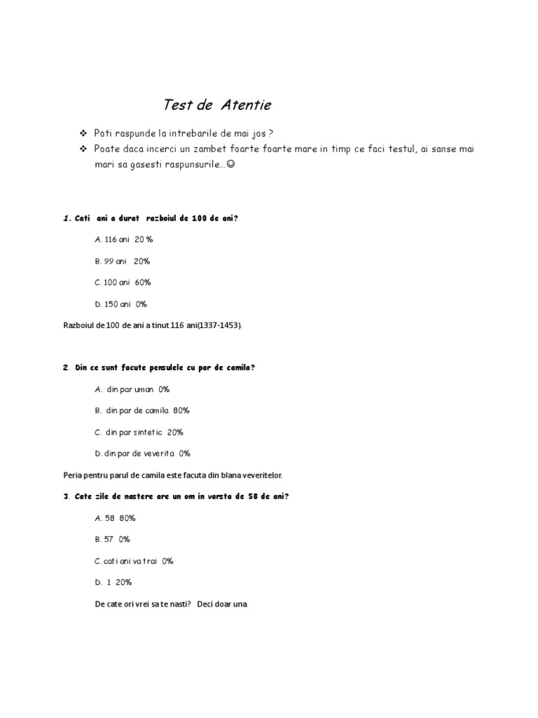 Test de Atentie | PDF
