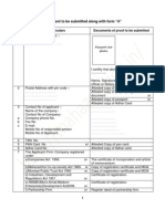 Document To Be Submitted Along With Form "A"