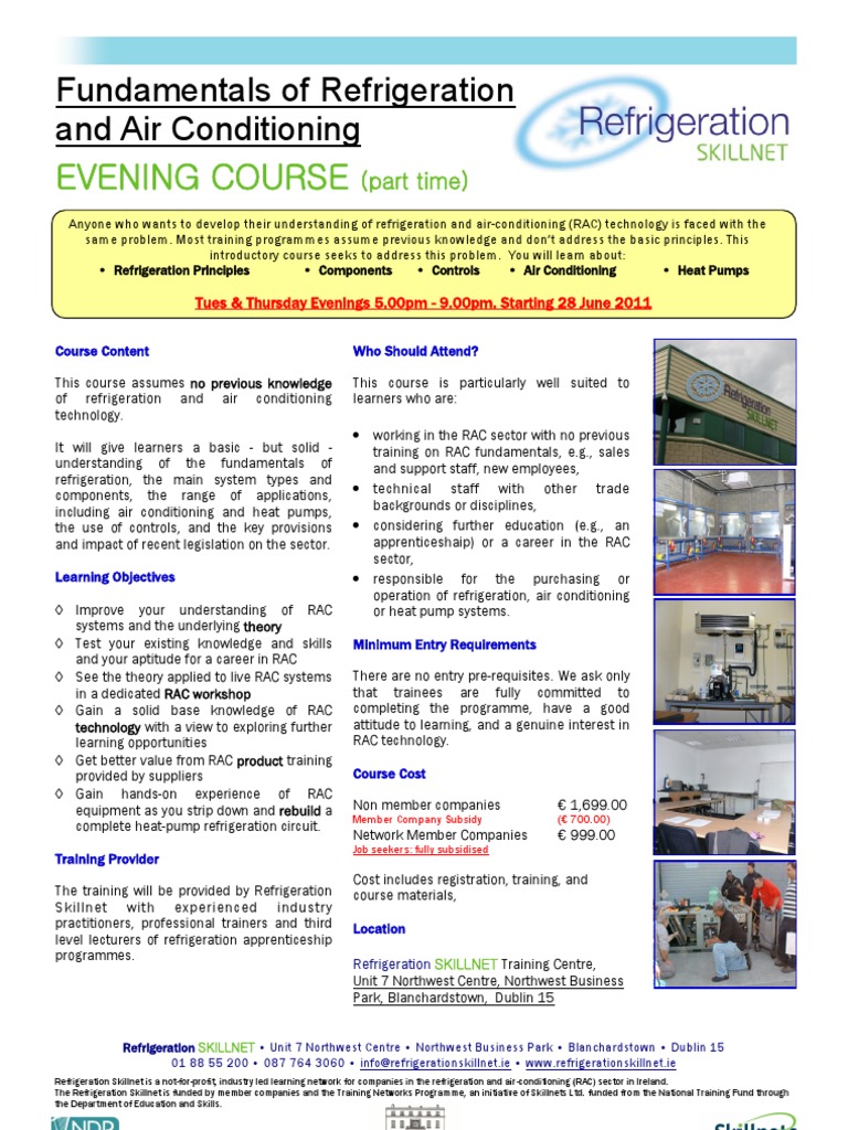 Evening Course Fundamentals of Refrigeration and Air Conditioning PDF Apprenticeship Air
