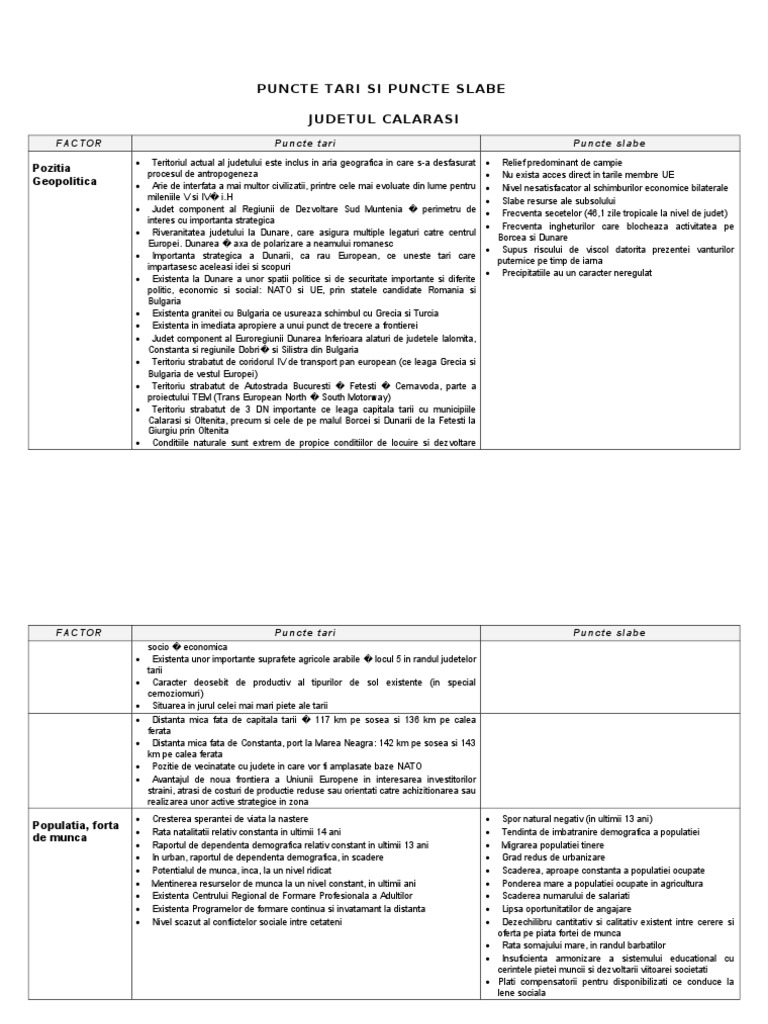Analiza Swot Calarasi