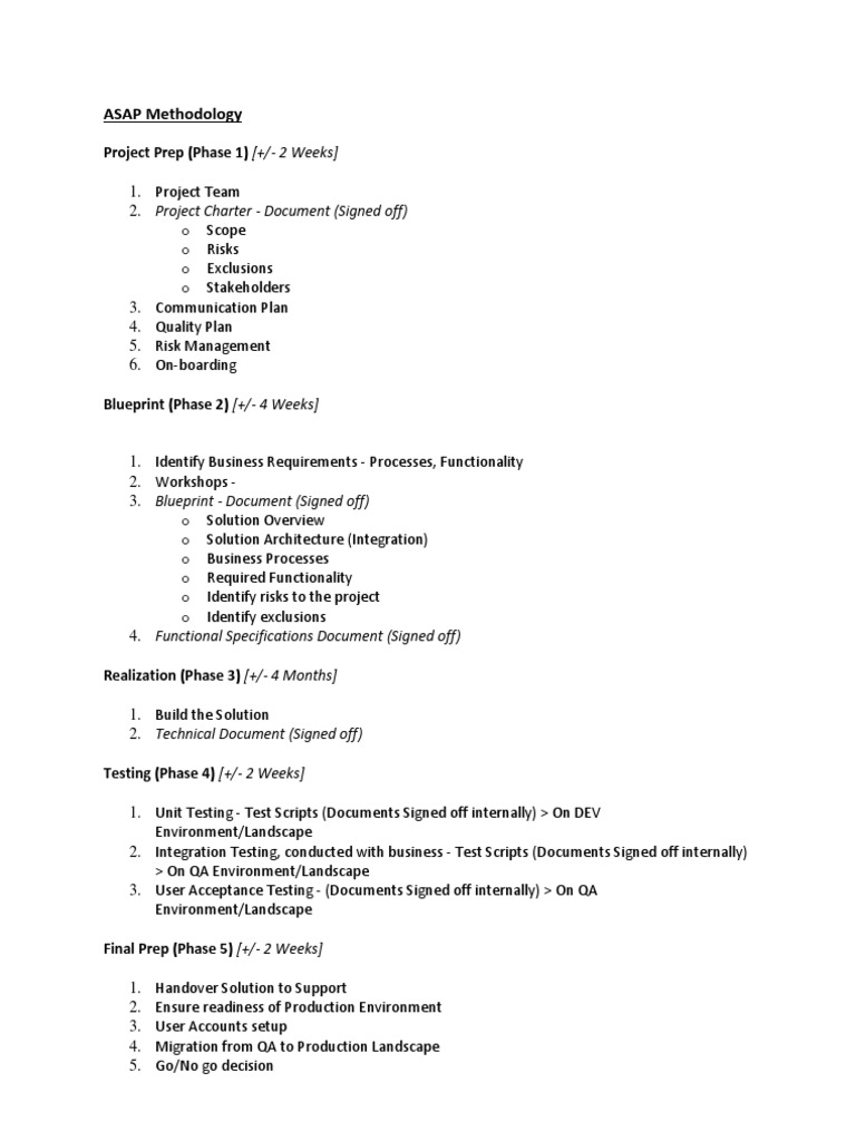 ASAP Methodology: Project Charter - Document (Signed Off) | PDF ...