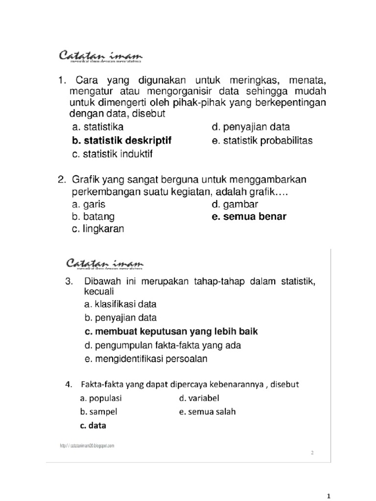 Latihan Soal Uts Statistika Deskriptif