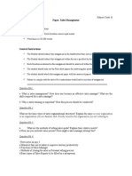 Paper: Sales Management Specific Instructions:: Question No1
