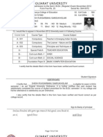 Application Form For Admission To The Sem I B.Ed. (Regular) Exam-November-2012 Form Fee Rs. 25 Serial No:564-0072