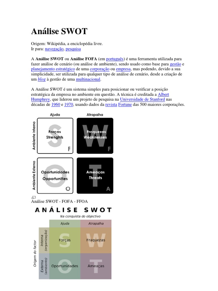 Análise SWOT: Estratégia e Gestão Empresarial | PDF | Análise SWOT |  Inteligência empresarial, image size:768x1024
