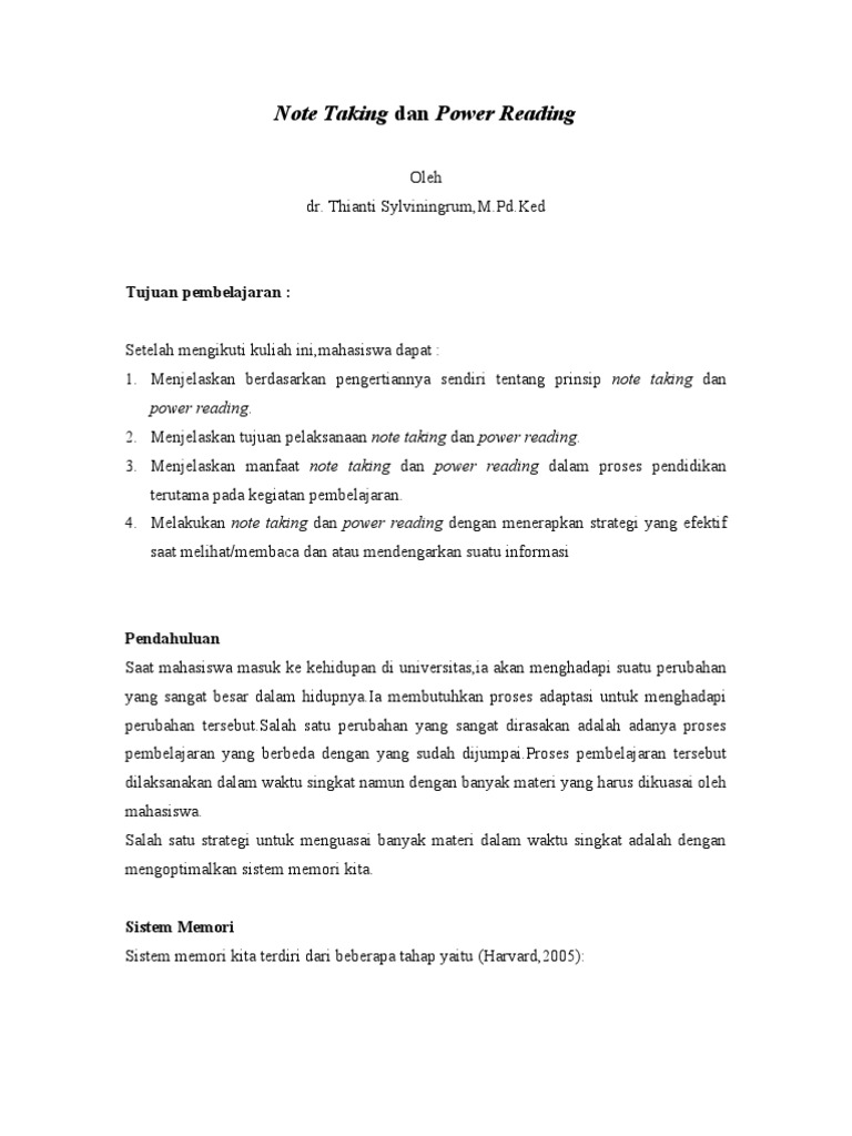 Materi Note Taking | PDF | Karier & Perkembangan