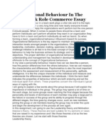 Organizational Behaviour in The Team Work Role Commerce Essay