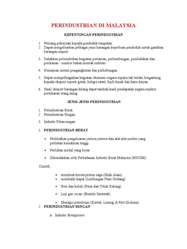 Perindustrian Di Malaysia Pdf