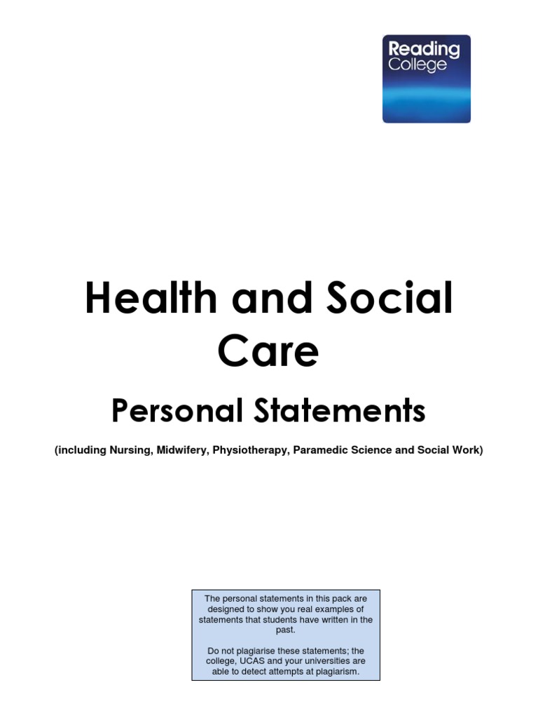 personal statement example for health and social care