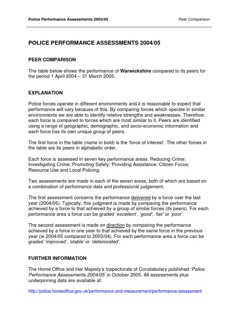 Warwickshire Police Performance Review 2004 | PDF | Police | Business