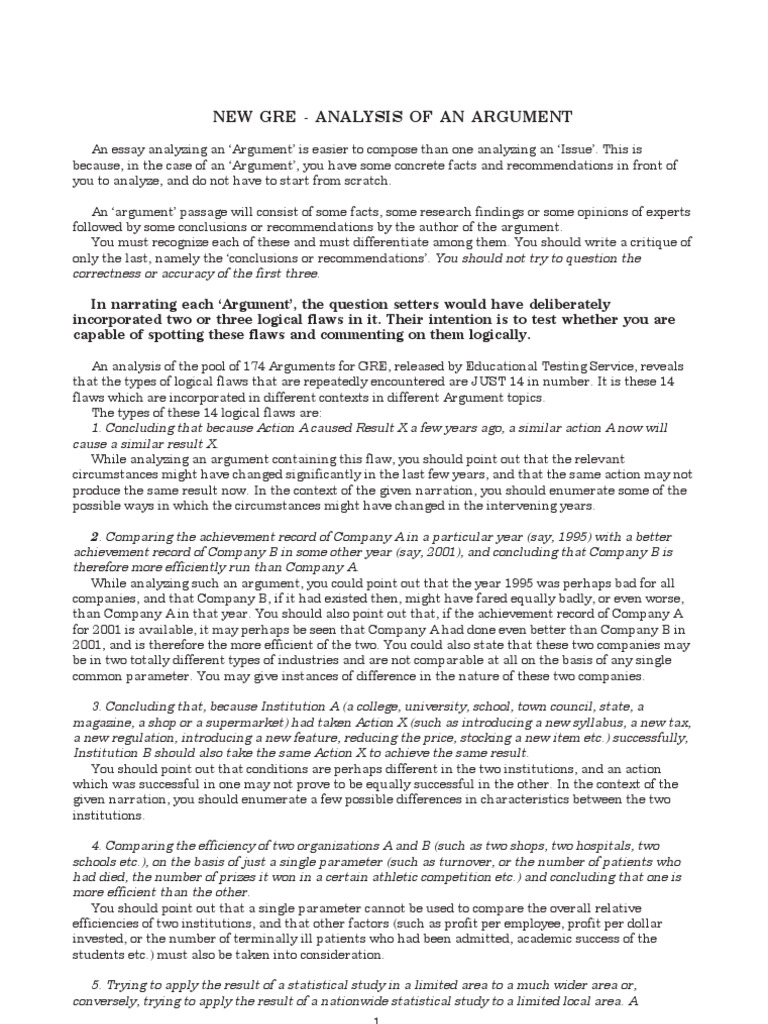 GRE Argument Model Essays  Graduate Record Examinations  Argument