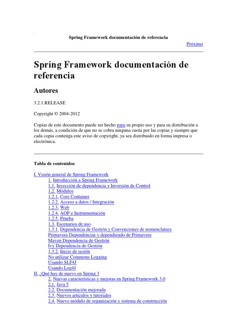 Spring 321 Castellano | PDF | Spring Framework | Enterprise Java Beans