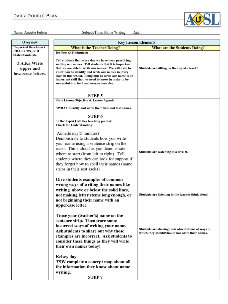 Name Lesson Plan Lesson Plan Teaching