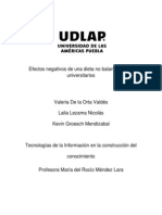 Efectos Negativos de Una Dieta No Balanceada en Universitarios