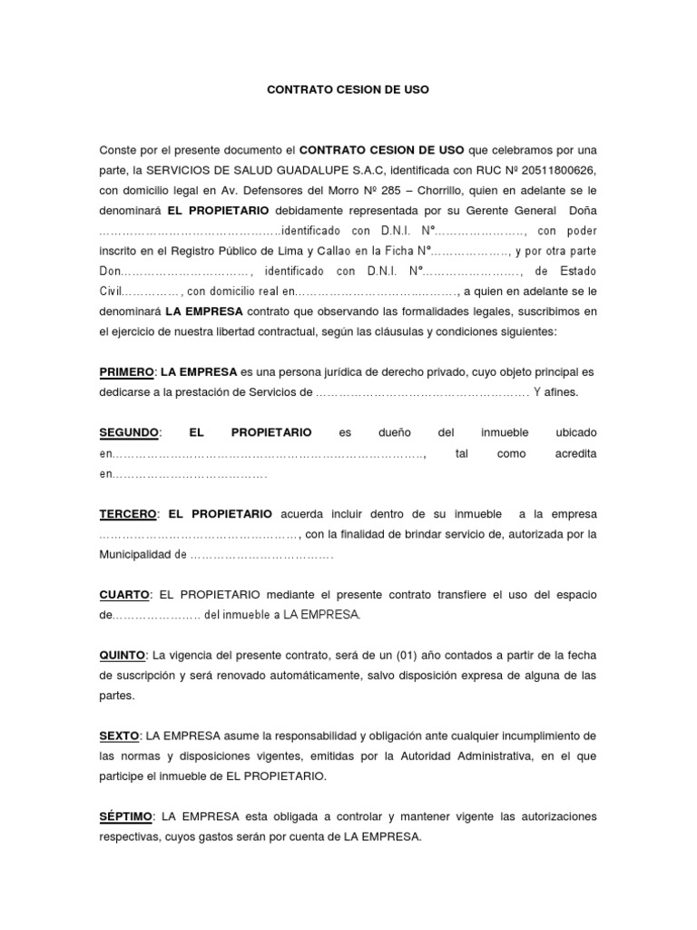 Contrato Cesion de Uso | PDF | Propiedad | Gobierno