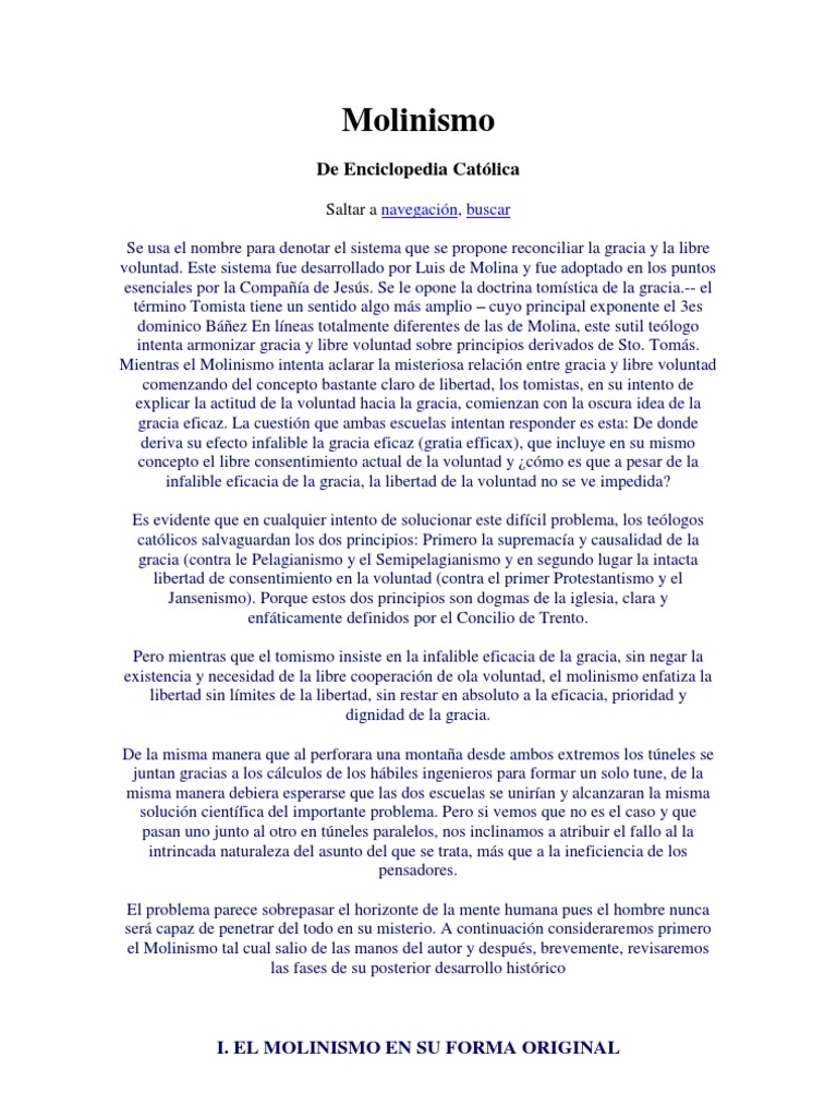 Molinismo | PDF | Gracia divina | Libre albedrío
