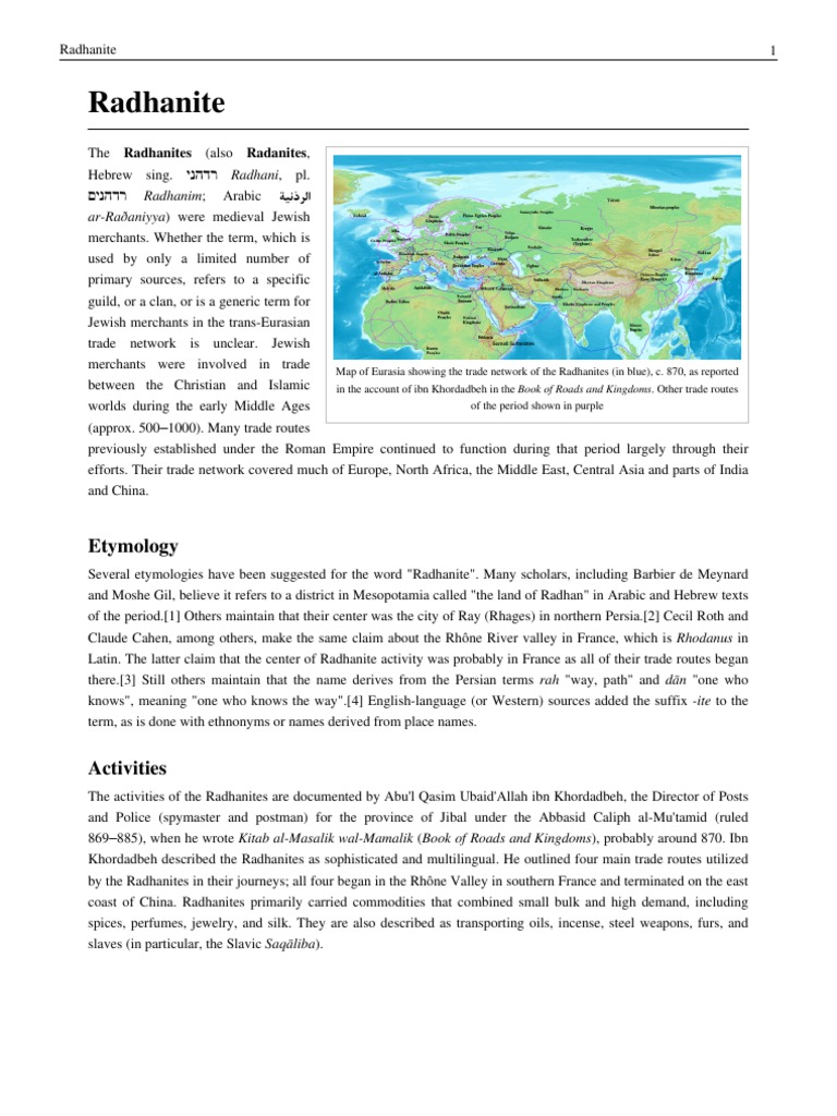 Radhanites: Jewish Trade Routes Explained | PDF | Europe Travel ...