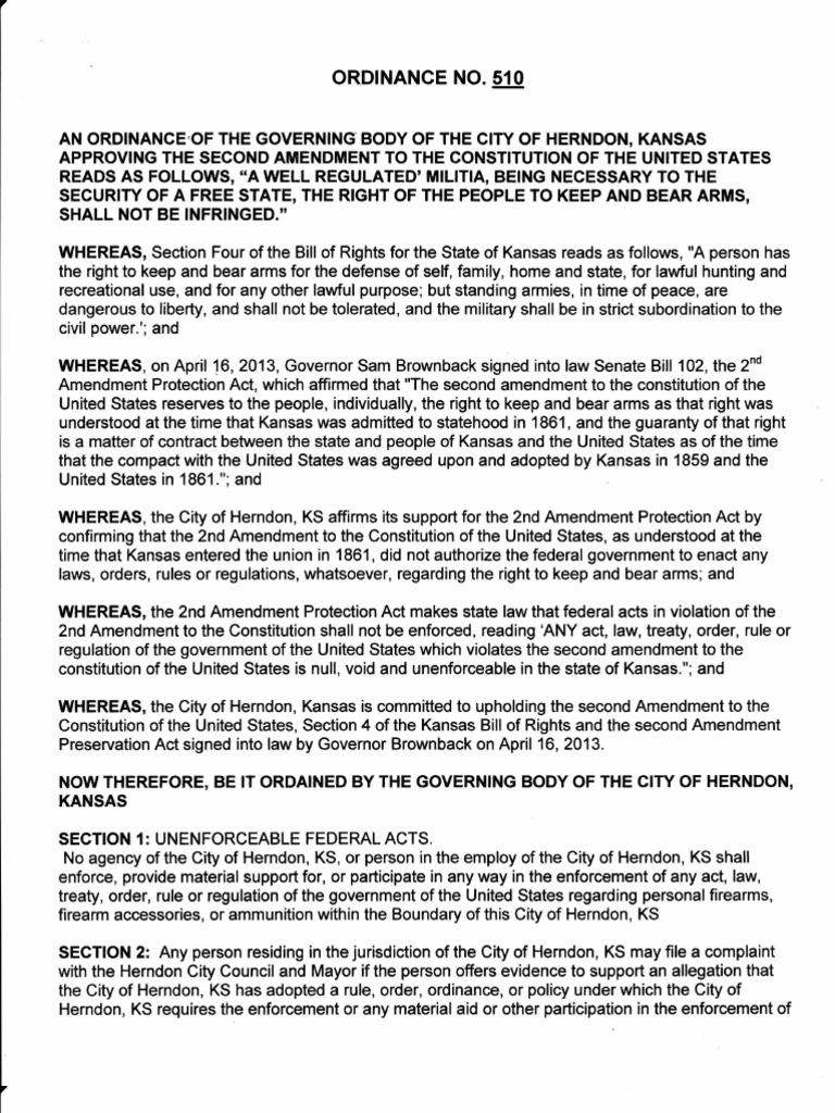 Herndon Ordinance on 2nd Amendment Rights | PDF | Second Amendment To ...