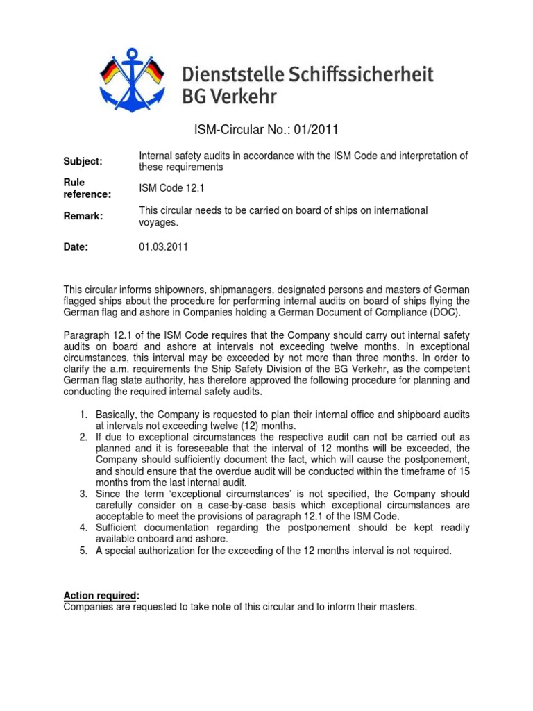 Internal Audit Procedures for ISM Code | PDF