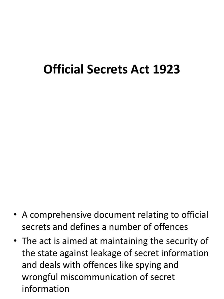 Official Secrets Act 1923 | PDF | Espionage | Classified Information
