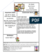 Classroom News Important Dates