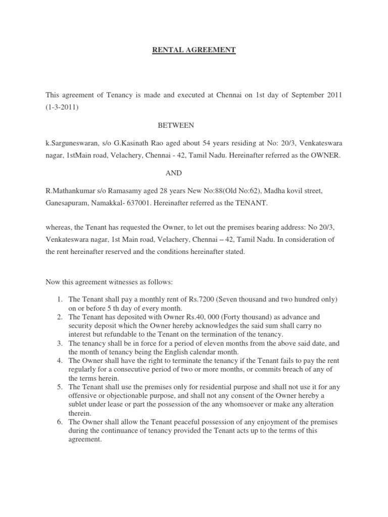Rental Agreement | PDF | Leasehold Estate | Lease