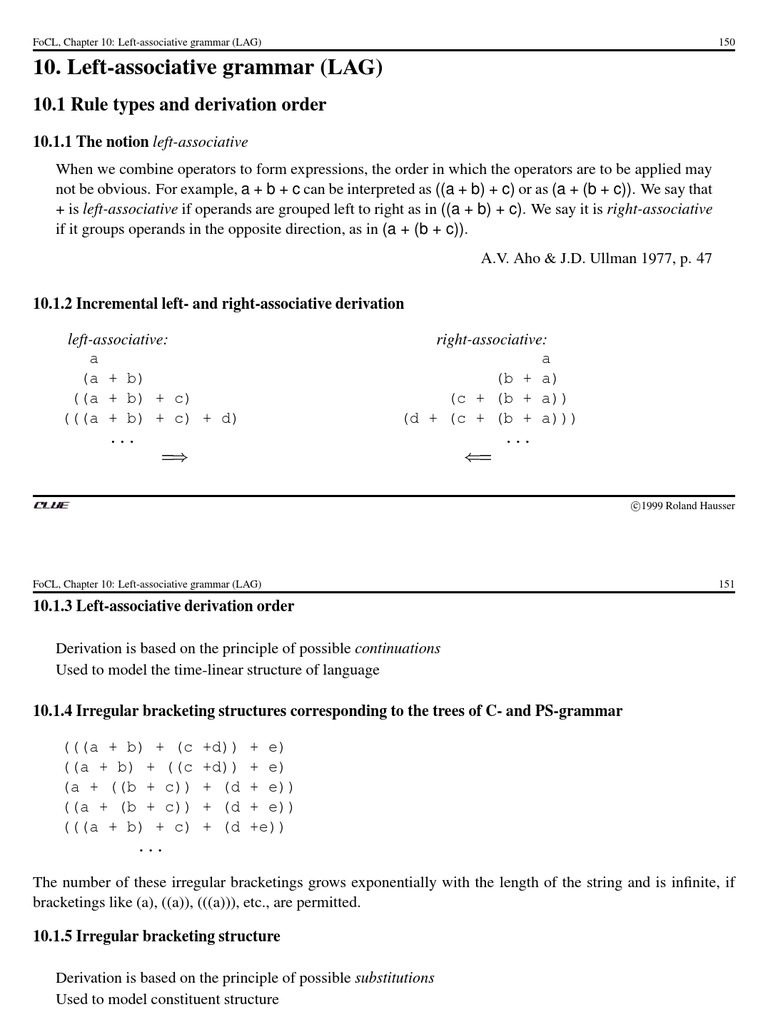 Left Associative Grammers | Syntax (Logic) | Formalism (Deductive)